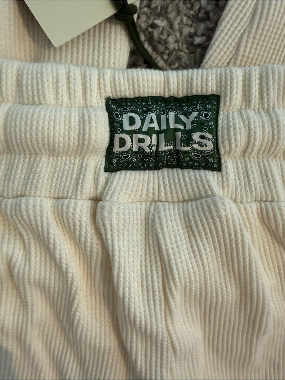Daily Drills Thermal Resort Pants- Cream with Bandana Patch